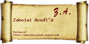 Zabolai Acsád névjegykártya
